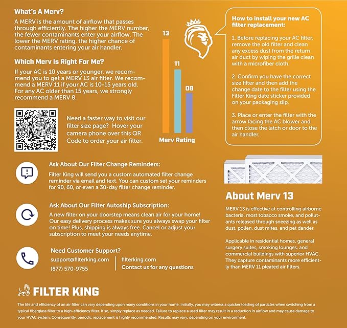 Filter King 16.38x21.5x1 Air Filter | 6-PACK | MERV 13 HVAC Pleated A/C Furnace - Image 6