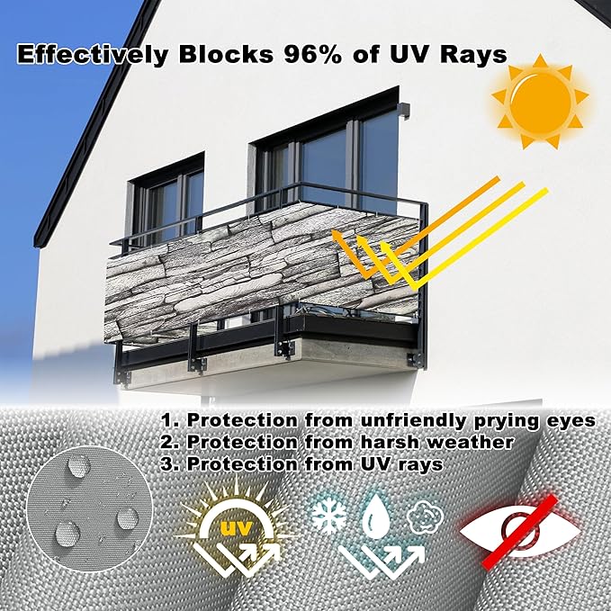 Privacy Screen Protector 2.6' x 16.4' UV Protection Weather-Resistant Patio - Image 4