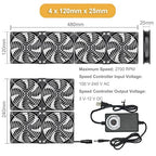 Big Airflow Computer Fan, 4 x 120 mm x 25 mm Brushless Axial Cooling Fan - Image 2