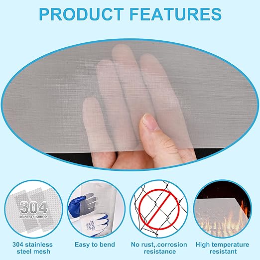 8 Pcs 13x9 120 Mesh 304 Stainless Steel Wire Mesh Sheet, Rustproof Metal Mesh - Image 5