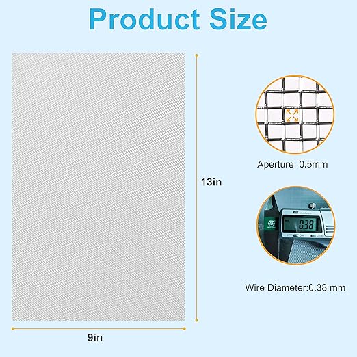 4 Pcs 13x9 40 Mesh 304 Stainless Steel Wire Mesh Sheet, Rustproof Metal Mesh - Image 6