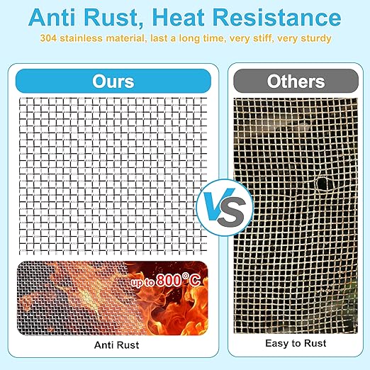 2 Pcs 13x9 5 Mesh 304 Stainless Steel Wire Mesh Sheet, Rustproof Metal Mesh - Image 5