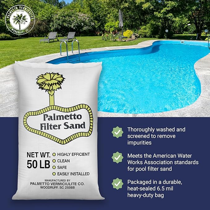 Palmetto Swimming Pool Filter Sand, 50 lb Bag – Natural Silica - Image 2