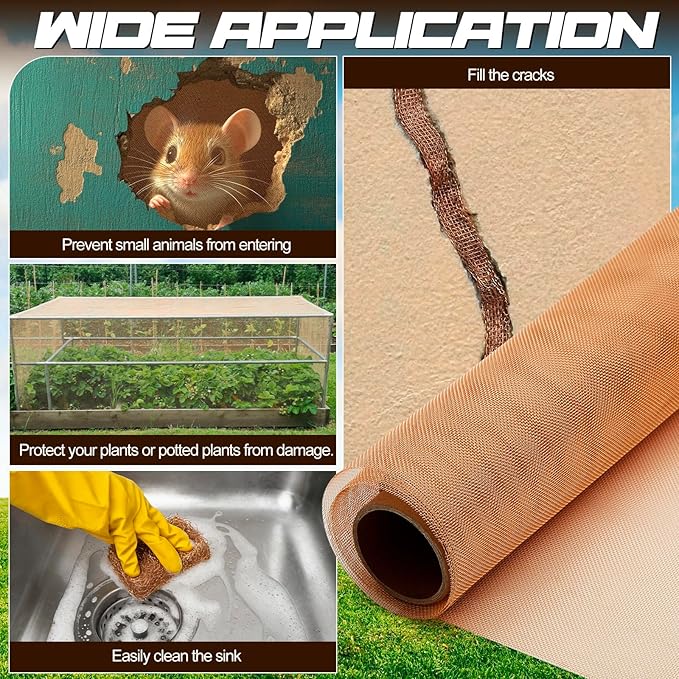 Lounsweer 36 Inch x 5 ft Copper Mesh Screen Roll, 90% Copper Insect Screen - Image 4
