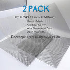 2PACK 304 Pretty Sturdy 12” X 24”, 5 Mesh Wire Mesh Screen, Stainless Screen - Image 2