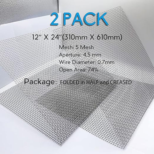 2PACK 304 Pretty Sturdy 12” X 24”, 5 Mesh Wire Mesh Screen, Stainless Screen - Image 2