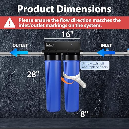 iSpring WGB22B 2-Stage Whole House Water Filtration System, 20” x 4.5” Sediment - Image 4