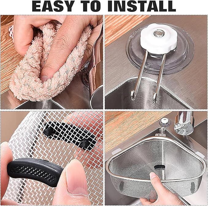 Hemoton Triangle Corner Sink Strainer Basket 8.46X6.10X2.95In Kitchen Drain - Image 8