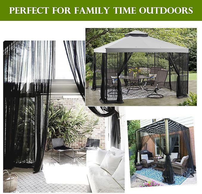 RYB HOME 2 Panels Porch Screen Mesh Outdoor Curtains Lightweight Mosquito - Image 3