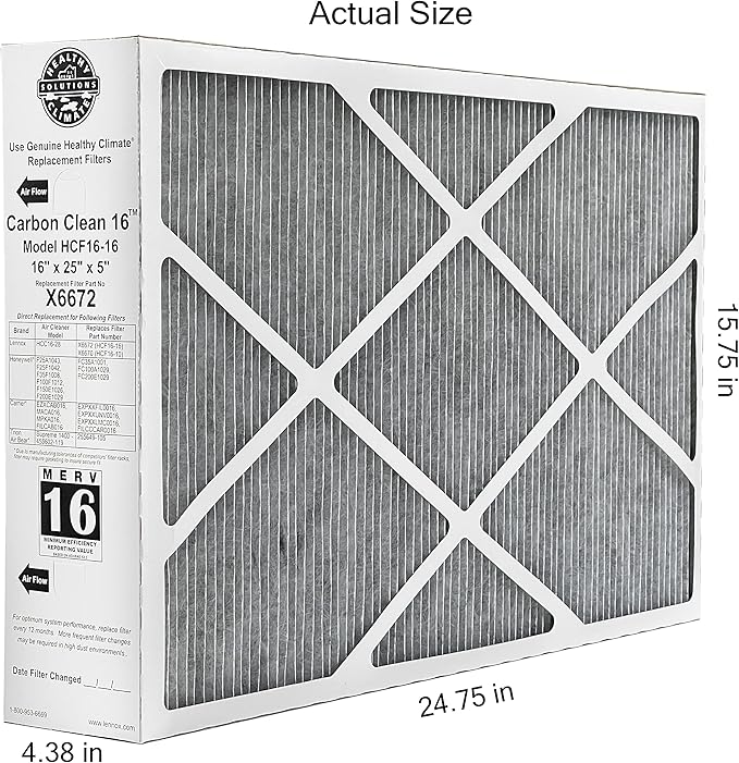 Lennox Healthy Climate Lennox X6672 16x25x5 Healthy Climate Carbon-Clean MERV - Image 2