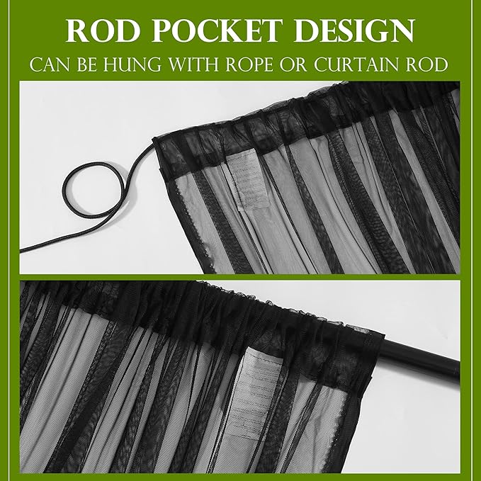 RYB HOME 2 Panels Porch Screen Mesh Outdoor Curtains Lightweight Mosquito - Image 7