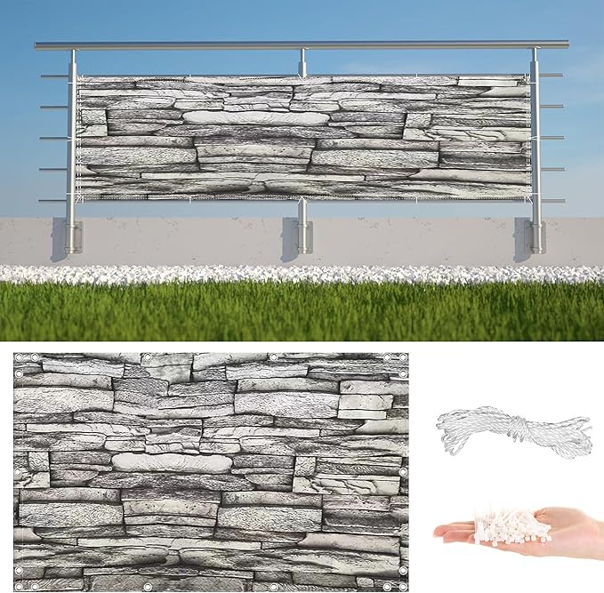 Privacy Screen Protector 8.2' x 49.2' UV Protection Weather-Resistant Patio by AYLFBFU