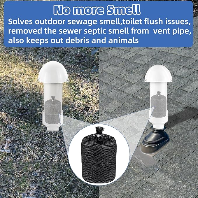 1.5 Inch Vent Stack Pipe Filter, Septic Tank Filter Vent Sewer Vents Cap - Image 6