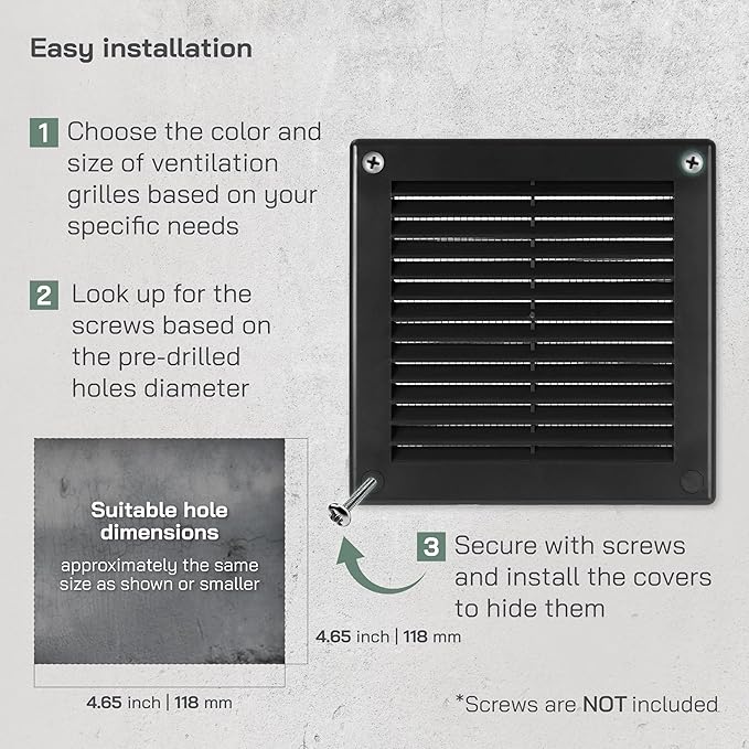 Vent Systems 6'' x 6'' Inch Black Soffit Vent Cover - Image 4