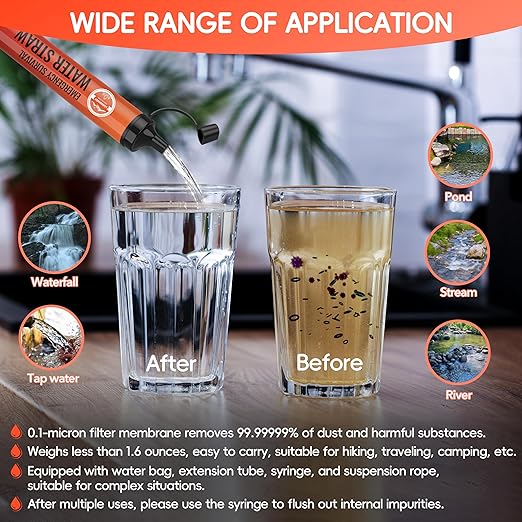 Straw Water Filter 5 Pack – Outdoor Camping & Hiking Survival Gear Kit - Image 3