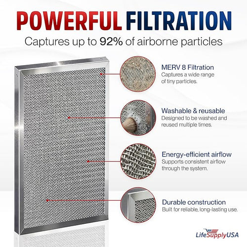 20x24x1 Electrostatic Air Filter, MERV 8, Reusable Furnace AC/HVAC Filter - Image 2