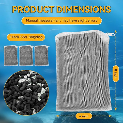 3 Pack 8 Oz Pro-C Mixed Aquarium Canister Filter Media Bag - Image 2