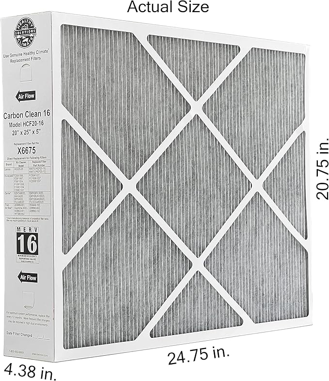 Lennox Healthy Climate X6675 20x25x5 Healthy Climate Carbon-Clean MERV 16 - Image 2