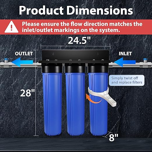 iSpring WGB32B-PB+AHPF12MNPT16X2 3-Stage Whole House Water Filter System - Image 5