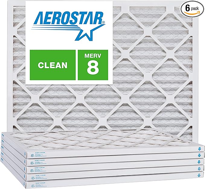 Aerostar 22x24x1 MERV 8, Pleated Air Filter, Box of 6, Made in the USA by AirFiltersDelivered