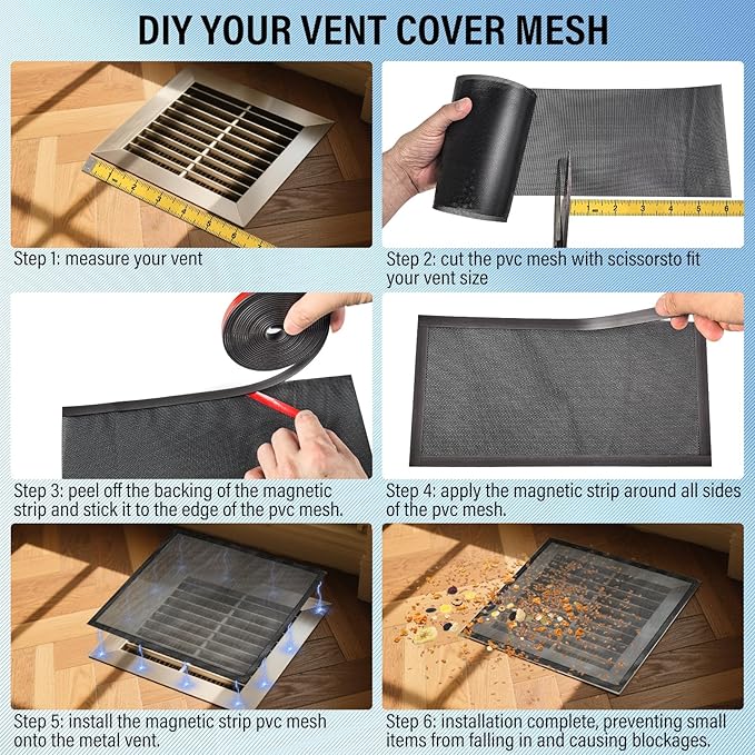 39x5.5 inch Customizable DIY Floor Vent Covers, Magnetic PVC Vent Mesh - Image 7