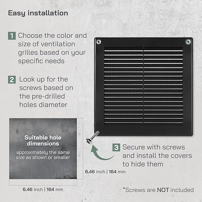 Vent Systems 8'' x 8'' Inch Black Soffit Vent Cover - Image 4