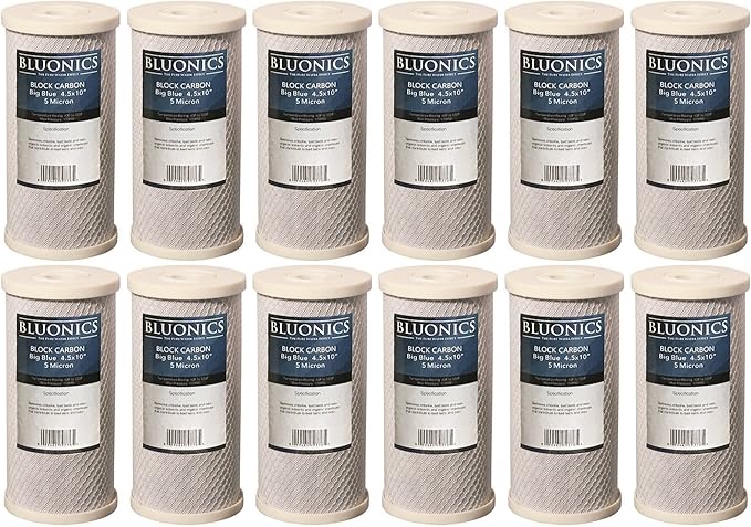 Bluonics Carbon Block Water Filters 12 pcs 4.5" x 10" Cartridges by BLUONICS