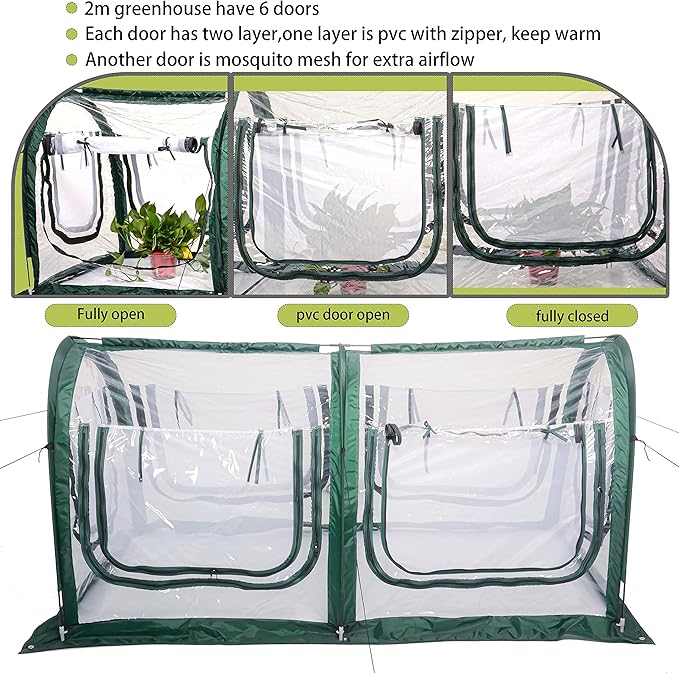 Poray Pop Up Tunnel Greenhouse Tent, Portable 78.8''Long Greenhouse Gardening - Image 3
