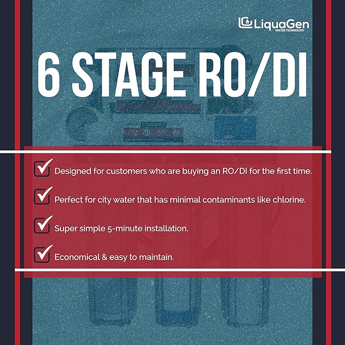 LiquaGen - 6 Stage Reverse Osmosis + Deionization Water Filtration System- 100 - Image 2